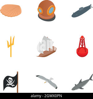Diver icons set, isometric 3d style Stock Vector