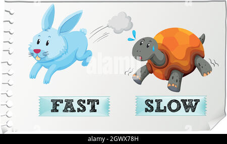 Opposite adjectives fast and slow Stock Vector Image & Art - Alamy