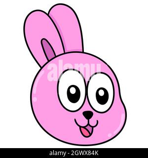 cartoon cute rabbit animal head with pink smile Stock Vector
