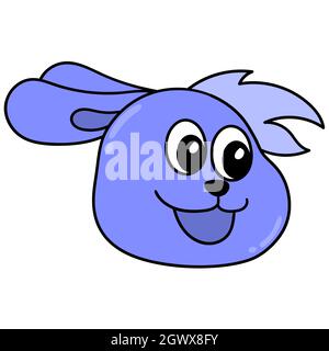 purple rabbit head emoticon with smiling face Stock Vector