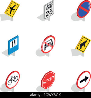 Traffic sign icons, isometric 3d style Stock Vector