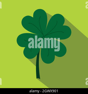 Four leaf clover icon, flat style Stock Vector