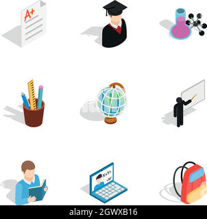 Stationery icons, isometric 3d style Stock Vector