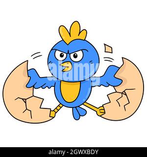 the chicks hatch from the eggs Stock Vector