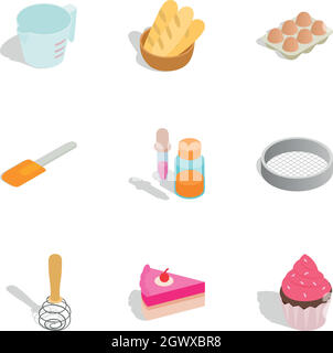 Confectionery icons, isometric 3d style Stock Vector