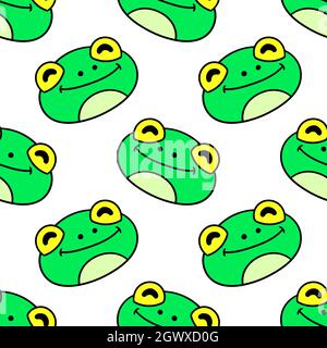 frog head pattern seamless textile print Stock Vector