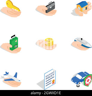 Risk icons, isometric 3d style Stock Vector