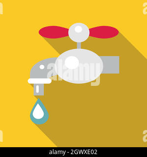 Water tap icon flat vector. Flange pressure. Drain steel Stock Vector ...