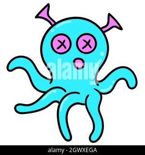 cute squid octopus kawaii drawing Stock Vector