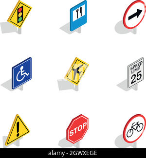 Prohibition sign icons, isometric 3d style Stock Vector