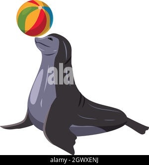 Sea bear icon, cartoon style Stock Vector