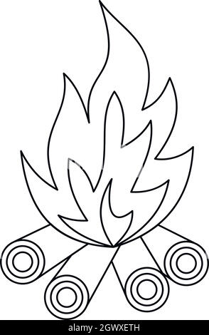 Bonfire icon, outline style Stock Vector