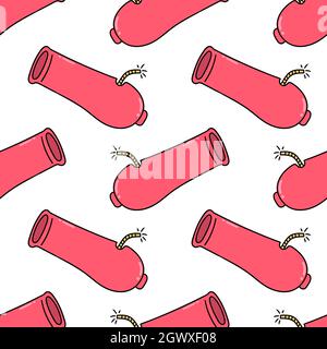 red war cannon pattern seamless textile print Stock Vector