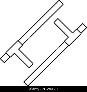 Tonfa weapon icon, outline style Stock Vector