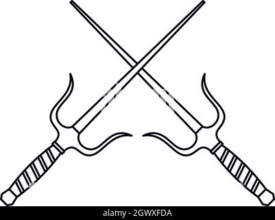 Sai dagger weapon icon, outline style Stock Vector