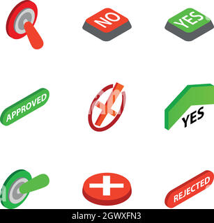 Right and wrong icons, isometric 3d style Stock Vector