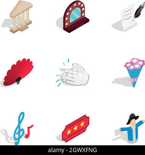 Dramatic art icons, isometric 3d style Stock Vector