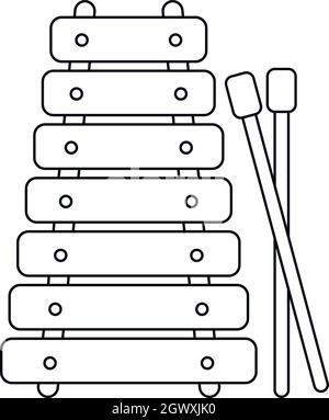 Xylophone toy icon, outline style Stock Vector