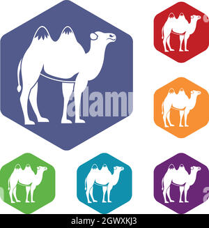 Camel icons set Stock Vector