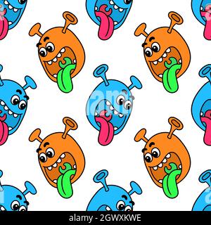 the monsters let out a sneer seamless pattern textile print Stock Vector