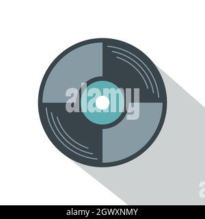 Vinyl disk icon, flat style Stock Vector