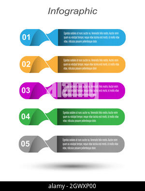 Infographic design template with paper tags. Stock Vector