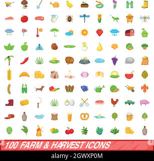 100 farm icons set, cartoon style Stock Vector Image & Art - Alamy