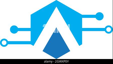 A letter tech logo vector icon template Stock Vector