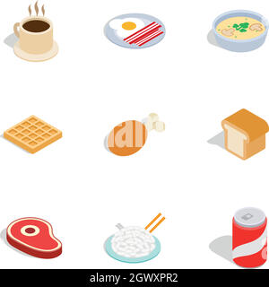 Food icons, isometric 3d style Stock Vector