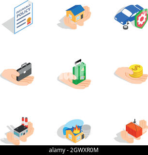 Safeguard icons, isometric 3d style Stock Vector