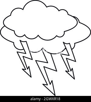 Cloud lightning icon, outline style Stock Vector