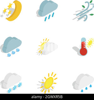 Forecast icons, isometric 3d style Stock Vector