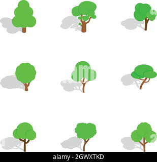 Different trees icons, isometric 3d style Stock Vector