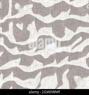 Seamless french neutral greige mottled farmhouse linen effect background. Provence grey white rustic washed out woven pattern texture. Shabby chic Stock Photo