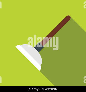 Toilet plunger icon, flat style Stock Vector