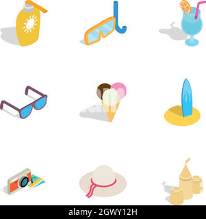 Travel and tourism icons, isometric 3d style Stock Vector