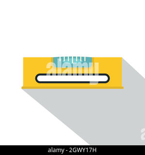 Yellow working tool bubble level icon, flat style Stock Vector