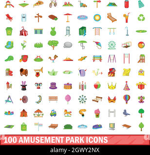 Amusement park icons set, cartoon style Stock Vector Image & Art - Alamy