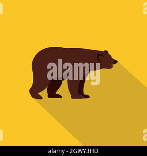 Grizzly bear icon, flat style Stock Vector