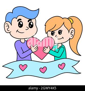 romantic couple man and woman valentine celebration Stock Vector