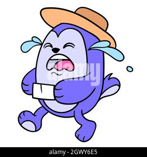 cute creature is crying out of love carrying a letter Stock Vector