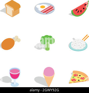 Cuisine menu icons, isometric 3d style Stock Vector