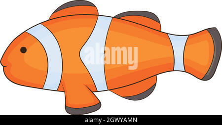 Clown fish icon, cartoon style Stock Vector