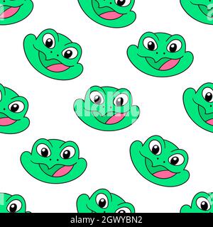 green smile frog seamless pattern textile print Stock Vector