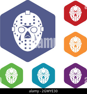 Goalkeeper mask icons set Stock Vector