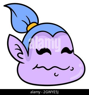 a genie a chubby cheeked face smiled happily Stock Vector