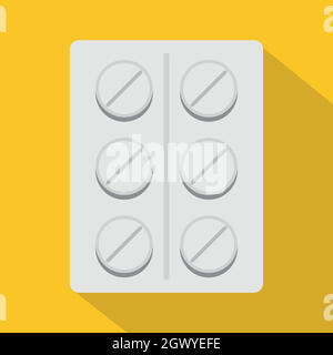 Pills icon, flat style Stock Vector