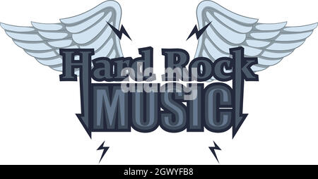 Hard rock music icon, cartoon style Stock Vector