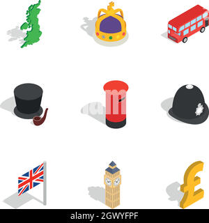 London city elements icons, isometric 3d style Stock Vector
