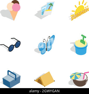 Traveling icons, isometric 3d style Stock Vector